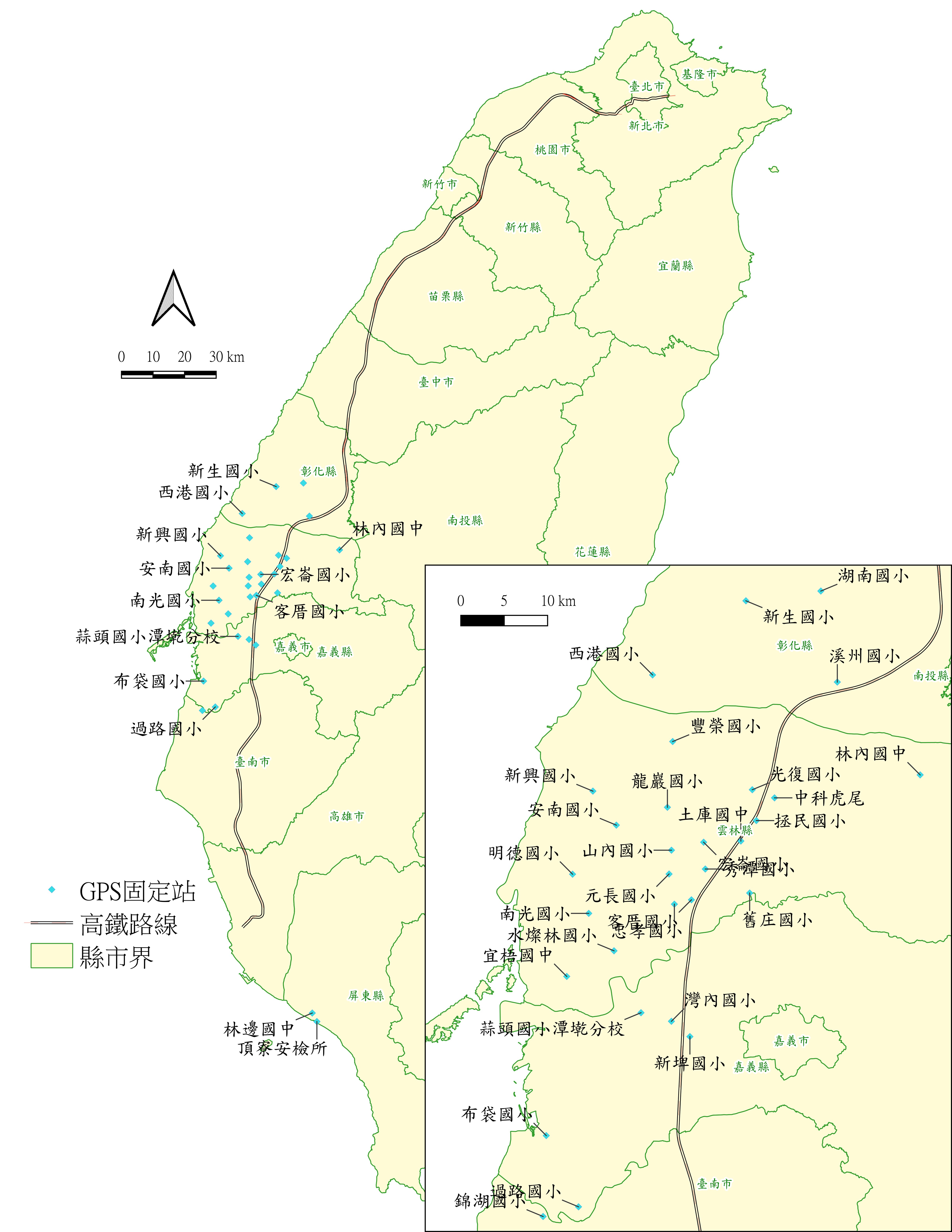 GNSS固定站分佈圖